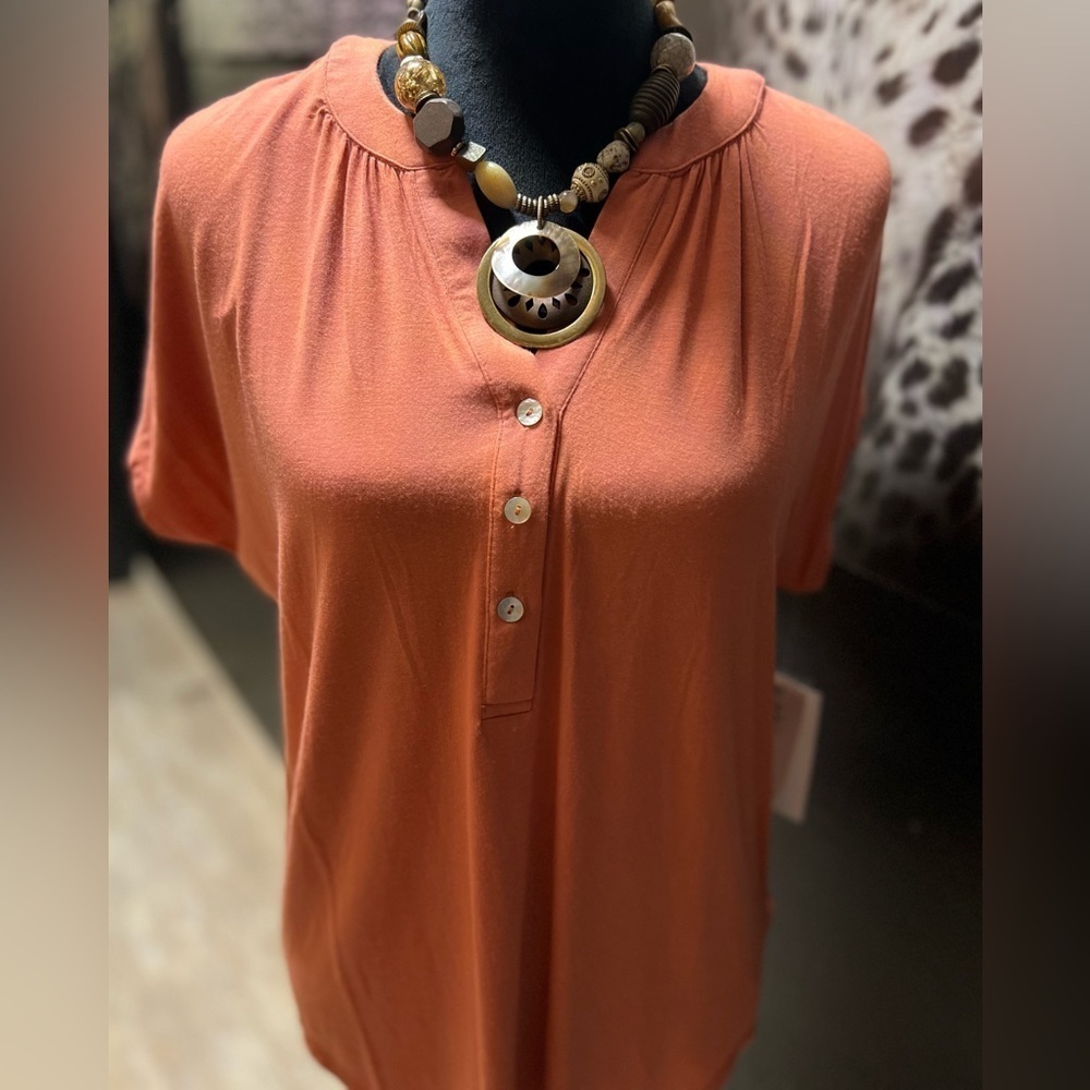 🧡NWT-PHILOSOPHY BURNT ORANGE SUPER CUTE BLOUSE SZ M🧡🧡 - Picture 7 of 9